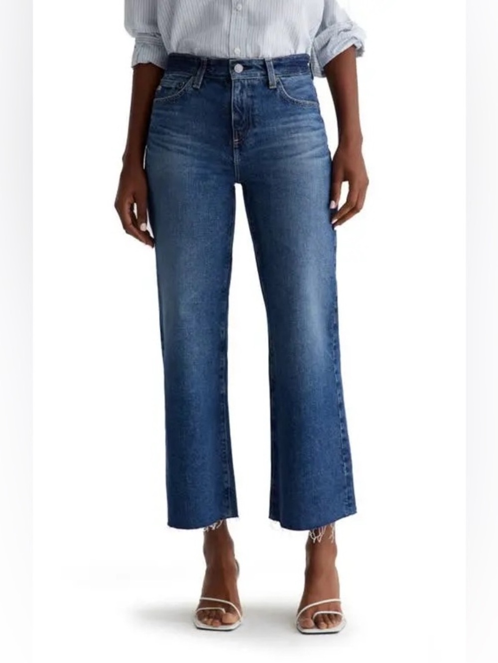 AG Saige Stretch Raw Hem Crop Wide Leg Jeans 13 Years Cruise Denim Women’s 27